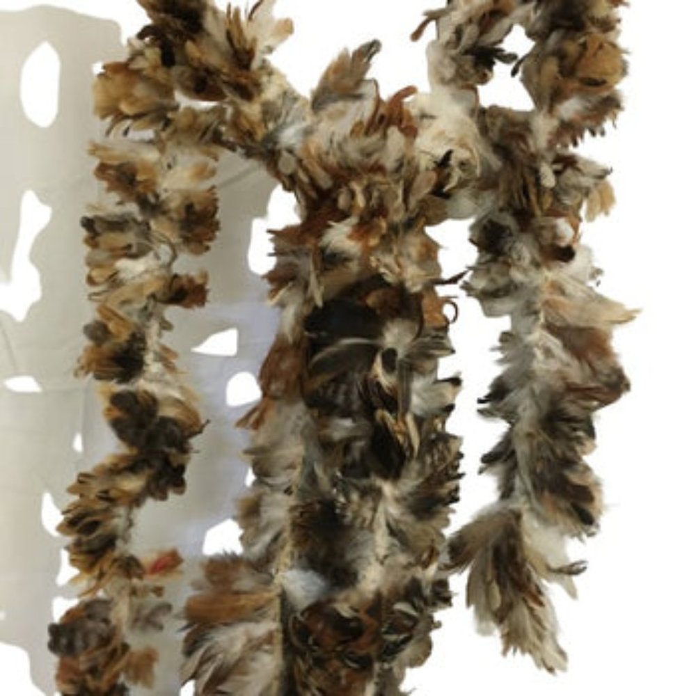 Feather Trim Brown White & Tan SKU 000324-7